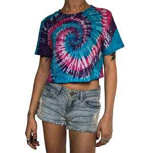 2024 Tie Dye Design femmes haut court imprimé personnalisé séchage rapide respirant T-shirt pour l'été - Product Image 1