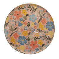 Support à gâteau rond en bois émaillé imprimé floral plateau de service décoratif pour la fête d'affichage de dessert et la décoration de table à la maison