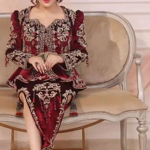 2024 BEAUTIFUL ZARI EMBROIDERY on MAROON <b>JACKET</b> KARAKOU DRESS Embellished Crystal Glass BeadsstonePearlsDABKA WORK Made Silk - Product Image 1