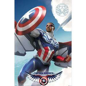 Póster de Capitán América de Marvel Brave New World, estilo de diseño moderno, arte de pared hecho de papel - Product Image 1