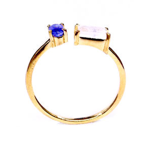 แหวนเงินแท้925แบบปรับได้สำหรับสวมใส่ทุกวันแหวนพลอยไคยาไนต์ชุบทองสีรุ้งมูนสโตนสำหรับงานแต่งงานแบบคลาสสิก - Product Image 3