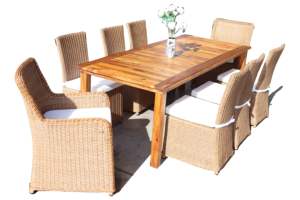 Ensemble de salle à manger en polyrotin d'extérieur PRCF-013, meubles de jardin et de terrasse avec table et chaises - Product Image 4
