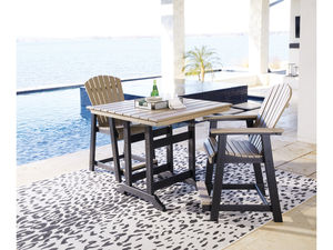 Ensemble de table à manger rectangulaire robuste en bois de style farmhouse moderne, chaises de jardin confortables, meubles d'extérieur pour villa, utilisation en restaurant - Product Image 6