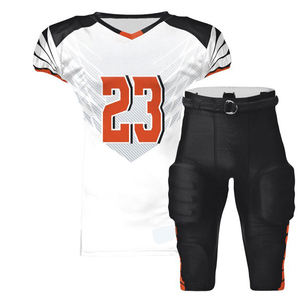Uniforme de football américain pour hommes de qualité supérieure, kit personnalisé avec impression sublimée antibactérienne, manches courtes, 100% polyester - Product Image 1