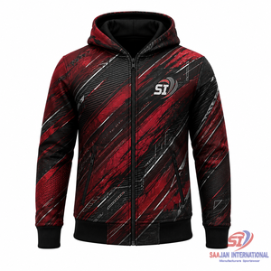 Vente en gros de sweats à capuche graphiques personnalisés Crimson Carbon avec fermeture éclair intégrale, streetwear, sweat-shirt, veste de mode OEM ODM, fabricant de logos - Product Image 1
