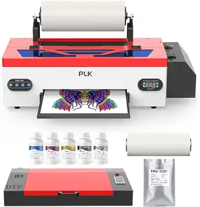 Máquina de impressora com sistema de circulação de tinta branca para camisetas DIY, moletons, tecidos L1800 + forno