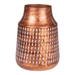 Vase à fleurs en métal de conception côtière moderne de table ronde compacte finition noire brillante minimaliste pour les mariages en fer - Product Image 3