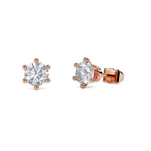 Pendientes Tradicionales de Diamantes Redondos de 0.30 Ct, Diamantes Cultivados en Laboratorio en Platino, para Fiesta de Compromiso - Product Image 1