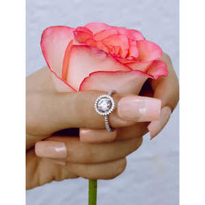 0.5 Carat American <b>Diamond</b> <b>Ring</b> From the Halo Collection 925 Silver - Product Image 2