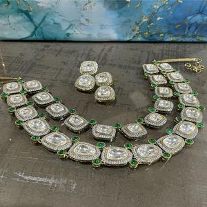 Attractive High Quality Stone Design Kundan <b>Necklace</b> Set Earrings for Women Designer Jewelry for Wedding Wear - Product Image 1