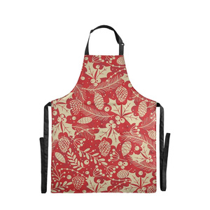 Vente directe d'usine 100% coton lin impression personnalisée réglable cuisine tablier de cuisine ensemble - Product Image 6
