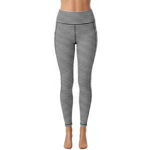Striped Sweat Wicking Yoga <b>Leggings</b> Polyester Spandex Breathable High Waist Gym Fitness Tights <b>Women</b> Sportswear Wholesale - Product Image 1