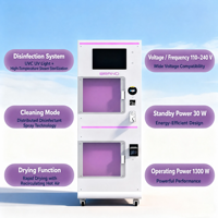 Machine à laver les casques électriques double cabine 1300W, désinfection à la vapeur UVC, stérilisation à 99,9%, distributeur commercial libre-service large