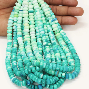 Hermosas Cuentas de Ópalo Verde Oscuro en Forma de Rondelle Lisa, 15' 8-10mm, Cuentas de Piedras Preciosas Lisas de Calidad AAA - Product Image 4