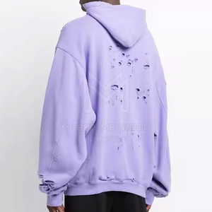 Sudadera con capucha de calle alta de invierno para hombre Patrón desgastado con poliéster sólido cálido/Material de algodón Cuello sólido con capucha - Product Image 6