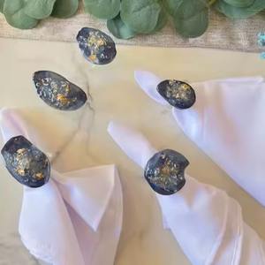 Handcrafted resin napkin <b>rings</b> with glossy finished and intricate carving design <b>for</b> luxurious festive table styling - Product Image 2