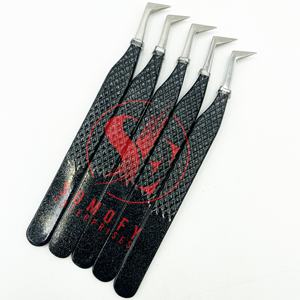 Pince à épiler à pointe en fibre d'extension de cils en acier inoxydable avec logo personnalisé Applicateur de beauté de marque privée - Product Image 5