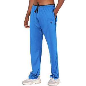 Men's Lightweight Elastic Cotton Sweatpants Gym Running Slim Fit Streetwear with Side Zipper Pockets and <b>Drawstring</b> <b>Trousers</b> - Product Image 1