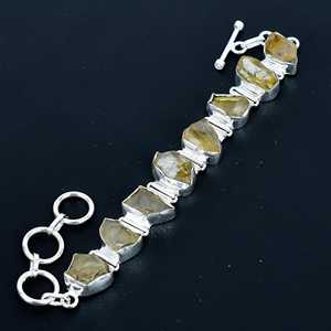 Bracelet brut de citrine, bracelet de citrine, cadeau de bijoux en pierre naturelle fait à la main en argent sterling 925 pour l'amour, cadeaux en cristal de guérison - Product Image 1