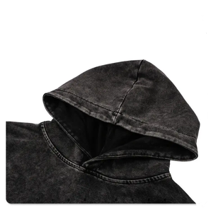 OEM Hombres Casual XL Oversize Pullover Hoodie Acid Stone Wash Impreso 100% Algodón Fleece Sudadera Muestra gratis Venta al por mayor Negro - Product Image 3