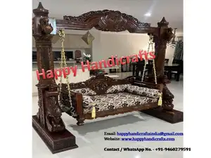 Indian wooden home Swing Jhoola toally handmade swing with fine work from Happy Handicrafts India