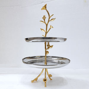 Wooden Material <b>Marble</b> Top Round Shape Brown Color <b>Cake</b> <b>Stand</b> 1 Tier Fancy Style Luxury Handmade Home Decorative - Product Image 3