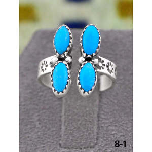 Southwest Handmade <b>Boho</b> Jewelry Kingman Turquoise Sterling <b>Silver</b> <b>Ring</b> Bezel Setting Emerald Cut Stone Smooth Cut Everyday Wear - Product Image 2
