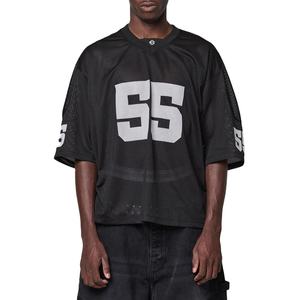 <b>Screen</b> Printed Number <b>Mesh</b> Streetwear Jersey Oversized Boxy Fit 100% Polyester OEM Private Label American Football Jersey - Product Image 1