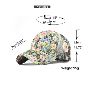 Gorra de béisbol unisex, gorra de camionero con estampado de flores, tela de malla ajustable Strapback, colores personalizables y logotipo - Product Image 4