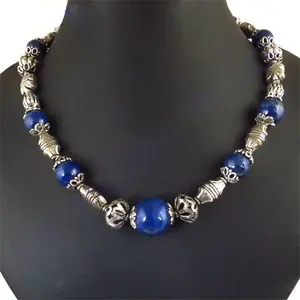 Collar de Piedras Preciosas Azules para Mujer, Moderno, de Plata de Ley con Baño de Oro y Rodio, para Boda o Regalo - Product Image 2