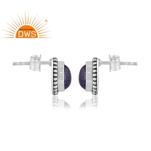 Pendiente de tanzanita natural de plata esterlina oxidada de la mejor calidad, fabricante de joyería personalizada - Product Image 4