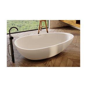 Baignoire moderne autoportante ovale en pierre Design traditionnel lisse avec fonction de trempage en marbre pour salle de bain - Product Image 6
