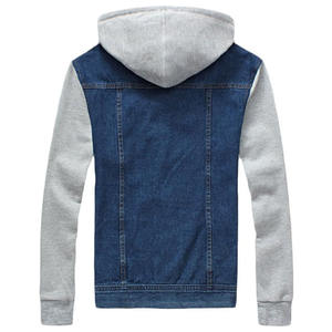 Men's Fashion Hoodie Denim Jacket Stylish Street Long Sleeve Jean Jacket Casual Slim Fit Button Down Jeans Coat - Product Image 2