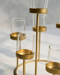 Geometric Gold Metal Wire Iron Tealight Candlestick <b>Holder</b> for Christmas Table Decorations Elegant <b>Lantern</b> Style <b>Candle</b> Jar - Product Image 2