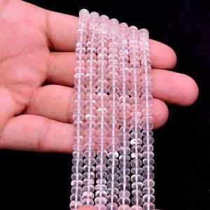 Natural Rose Quartz Stone Smooth Rondelle Gemstone Beads for Jewelry <b>Bracelet</b> Necklace Making Strands <b>Strings</b> 5mm Wholesale Rate - Product Image 4