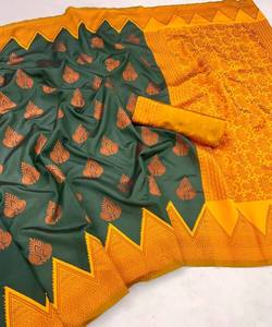 Saree de seda Georgette blanco con diseño estampado rojo para ropa de fiesta de boda de mujer de lujo tradicional india - Product Image 5