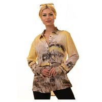 Chemise Femme en Voile de Coton Imprimé Numérique sur le Thème Zèbre et Madagascar