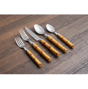 <b>Bamboo</b> shape new stainless steel cutlery <b>set</b> tableware wedding event flatware <b>set</b> <b>dinner</b> knife spoon fork home restaurant decor - Product Image 3