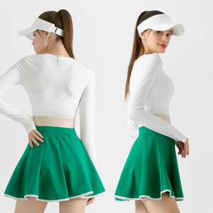 Vêtements de sport de tennis zippés coupe-vent pour femmes veste et robe de fitness respirantes ensemble deux pièces vêtements de sport de tennis pour femmes - Product Image 3