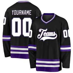 Service OEM en gros, maillot de hockey sur glace personnalisé avec logo, 100% coton, couleur personnalisée, design respirant à séchage rapide, vêtements d'équipe pour adultes - Product Image 6