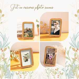 Cadre photo en bois rustique fabriqué à la main Design en bois d'acacia et rotin écologique pour la décoration de table de bureau à domicile et les cadeaux - Product Image 3