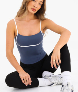 Soutien-gorge de yoga pour femme, haute qualité, sans coutures, sans manches, maintien moyen, col en U, logo frontal - Product Image 4