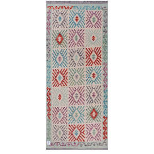 Alfombra Kilim de Maimana, Afganistán, 205 x 85 cm, Alfombra Tradicional Afgana - Product Image 1