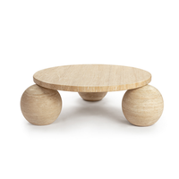 Base de table de salle à manger en sphère de travertin beige naturel, design moderne, résistant au feu, sûr, revêtement mural artisanal, cuisine