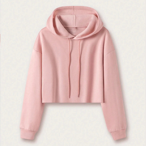 Sweat à capuche OEM pour femme grande taille, coupe courte, en molleton de coton délavé, à épaules tombantes, avec cordon de serrage et capuche brodée personnalisée, pour l'automne/hiver - Product Image 1