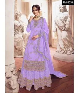 Vestido Shara Salwar Kameez pesado para casamento e festivais, vestido indiano com bordados bonitos e preço barato