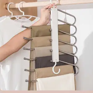 Best Quality Plastic Metal Customized Trousers Multifunctional Foldable Rack Steel Pants Hanger