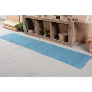 พรมตุรกีโบราณสีฟ้าทันสมัยขนสัตว์1.7x9ฟุตแบบเย็บปะติดปะต่อกันกองยางพาราผ้ากำมะหยี่สำหรับวัยรุ่นที่อยู่อาศัยห้องโถงสี่เหลี่ยมผืนผ้า - Product Image 3