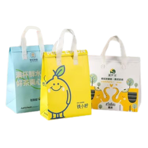 Bolsas de tela no tejida para entrega de alimentos con logo personalizado impreso - Bolsa térmica reutilizable para llevar, suministros para restaurantes - Product Image 6