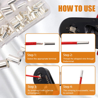 Kits de cosses à sertir en cuivre plaqué laiton, connecteurs de bornes à sertir, puissance électrique 250 V, 8 tailles AWG, manchons isolés, broches de cordon